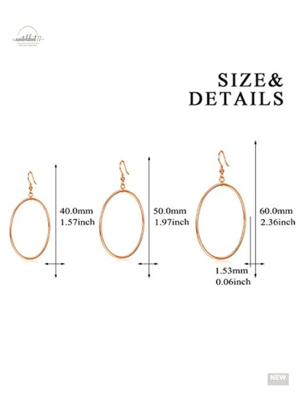 Large Sterling Silver 925 Hoop Earrings Dangle Drop Circle 40mm Lightweight